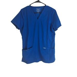 Cherokee Workwear Scrub Top S Womens Blue Easy Care Medical Office Hospital